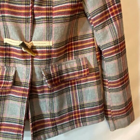 Brown With Red and black plaid fur trimmed Hood  Small - Picture 3 of 10